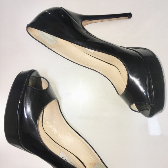 JIMMY CHOO PEEP TOE PLATFORM PUMPS
